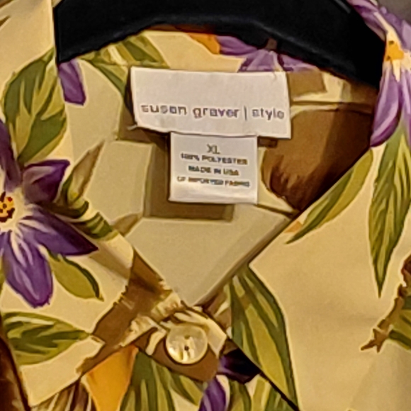 3 Piece Susan Graver Pantsuit Cream Floral Blouse, Tank And Pants - Picture 3 of 10